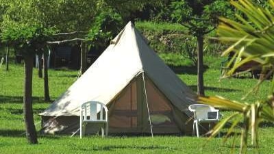 Outside view of a teepee